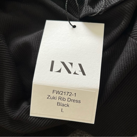 NWT LNA Clothing Zuki Rib Dress in Black Size Large - Picture 8 of 8